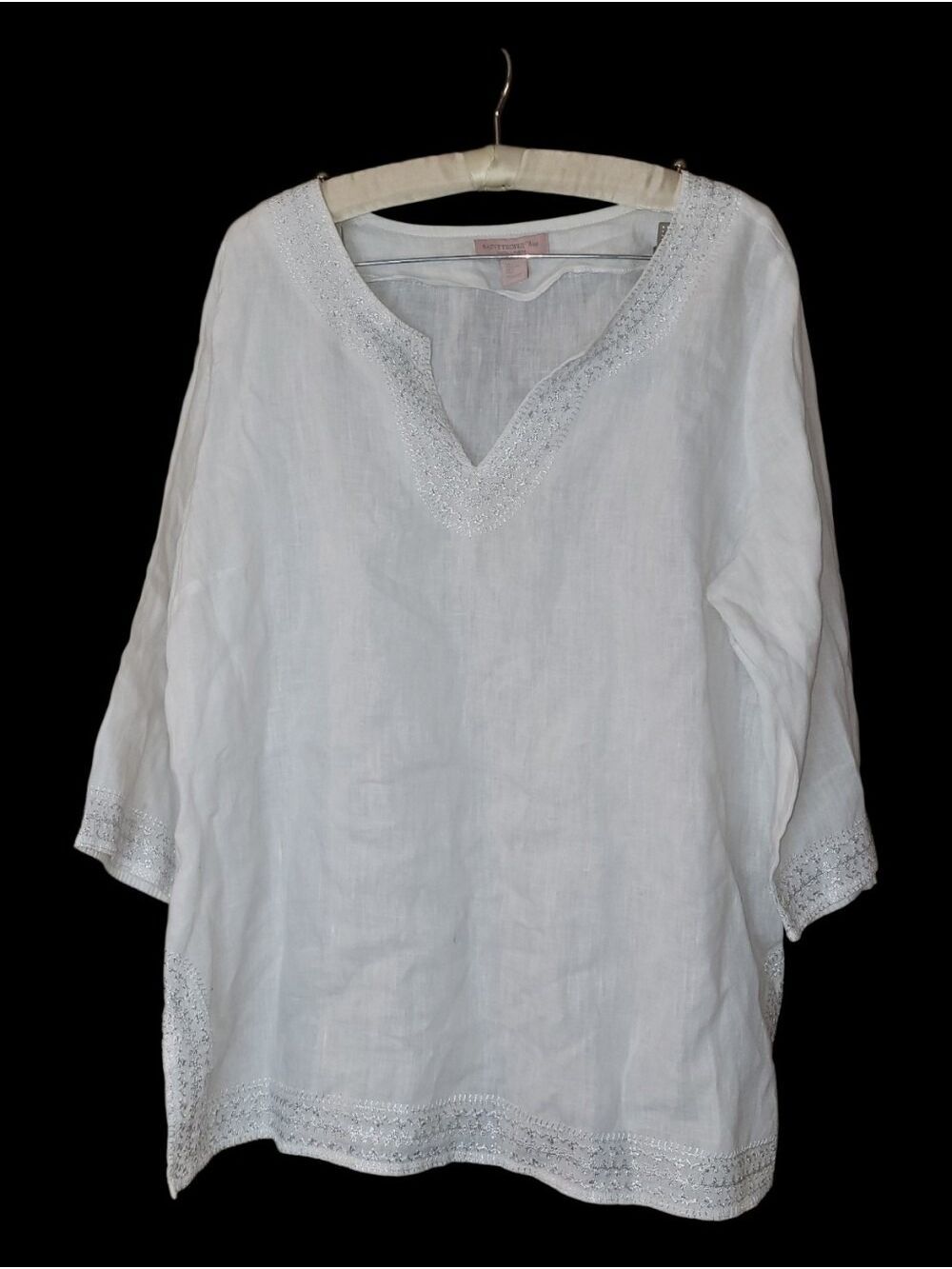 Saint Tropez West 100% LINEN white Top L
